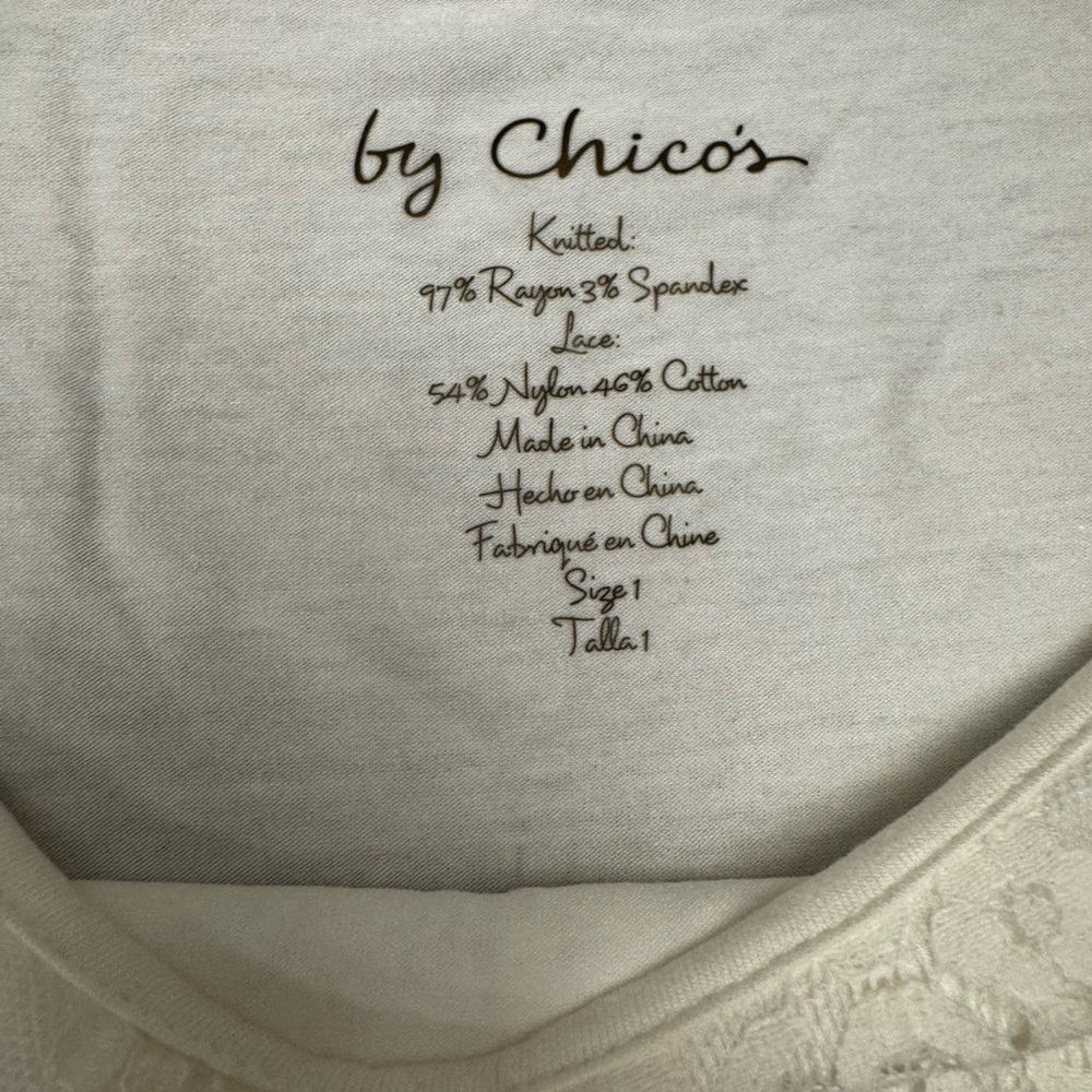 Chicos romantic White Lace Bell Sleeve Top size XL - Picture 2 of 2